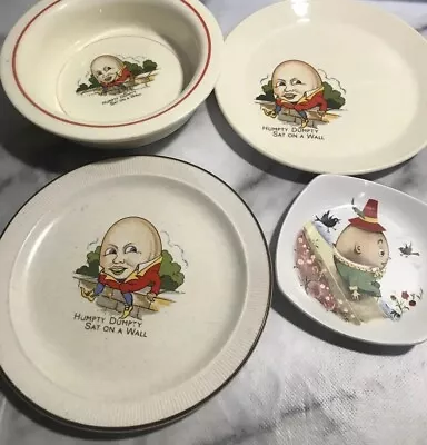 Buy 4x HUMPTY DUMPTY Nursery Rhyme Childrens TABLE WARE Collectable Plates And Bowl • 15£