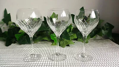 Buy ROYAL BRIERLEY 18cm CRYSTAL CUT WINE GLASSES WITH SWIRL DESIGN X3 • 19.99£