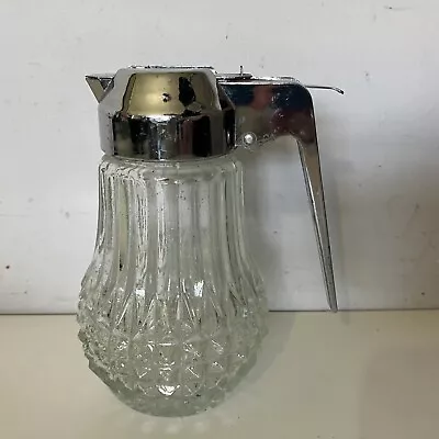 Buy Vintage Crystal Moulded Glass Milk Jug Creamer With Sliding Lid Pourer • 8£