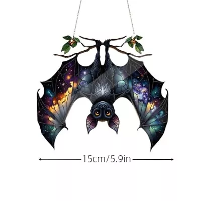 Buy Bat Stained Glass Suncatcher Window Hanging Acrylic Wall Art Decoration Party • 6.45£