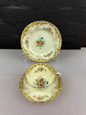 Buy Plant Tuscan Vintage Floral Yellow Tea Trio Cup Saucer Side Plate Set • 16.99£