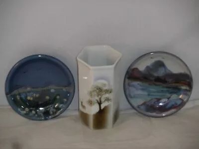 Buy Highland Stoneware Dark Landscape & Another Landscape Pin Dishes & Highbank Vase • 19.99£