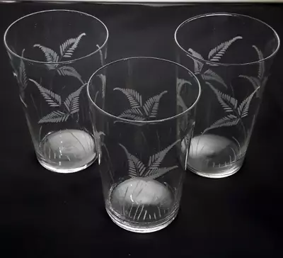 Buy 3x Antique Etched 11cm Thin Walled Tumbler Glasses • 18£