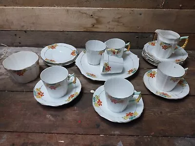 Buy Vintage Royal Stafford  Gilded Floral 21 Piece Tea Set 1950s • 30£