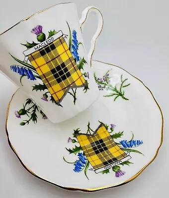 Buy Vintage Adderley England Macleod Tartan Thistle Tea Cup & Saucer Scottish *flaw* • 19.56£