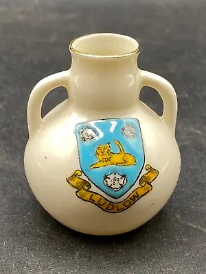 Buy LUDLOW - Crested WINTON China Vase Coat Of Arms Two Handled Urn Expats Gift • 12.46£