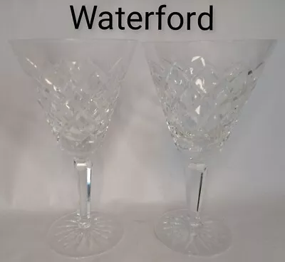 Buy 2 X WATERFORD CRYSTAL Tyrone Cut CLARET WINE GLASSES - Signed, 17.5cm Tall 230ml • 44.99£