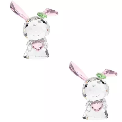 Buy  2pcs Rabbit Figurine Decorative Crystal Rabbit Ornament Lovely Small Rabbit • 33.19£