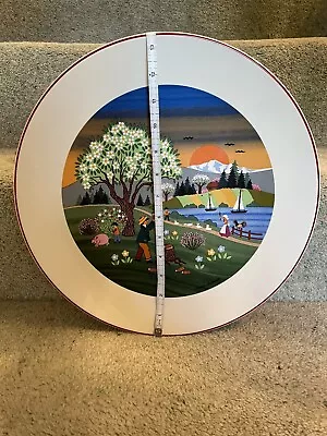 Buy Vintage Colourful Poole Pottery Barbara Furstenhofer Seasons Series Plate 34cm • 15£