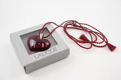 Buy Lalique Glass Pendant Heart Red Reverse Carved Cord Boxed Signed Branded • 32£