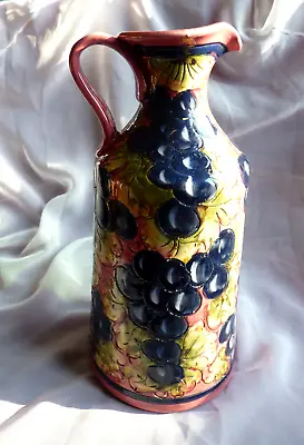 Buy Vintage Italian Majolica Montelupo Wine Carafe Grapes Vine Hand-Painted Decanter • 69£