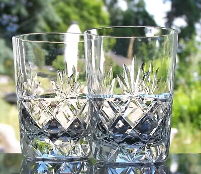 Buy Pair Smaller ROYAL BRIERLEY Lead Crystal BRUCE Cut Glass Whisky Tumblers - 8.5cm • 12£