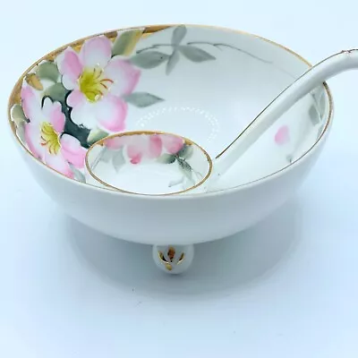 Buy Vintage Azalea Floral Whipped Cream Bowl With Ladle Noritake Japan Hand Painted • 44.72£