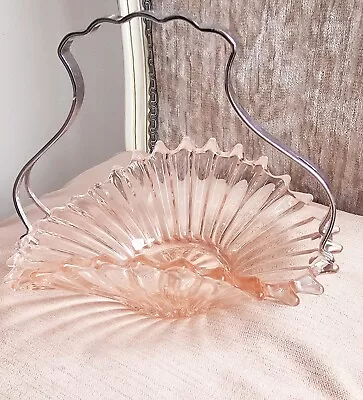 Buy Vintage  - Depression  Glass  Bon Bon / Candy / Sweet Dish / Bowl Salmon Pink • 12£