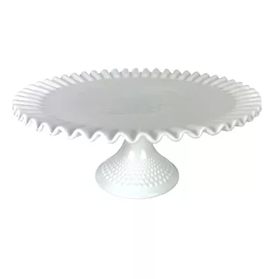 Buy Fenton Large Hobnail Milk Glass White Pedestal Cake Plate Pastery Stand 12” • 60.58£