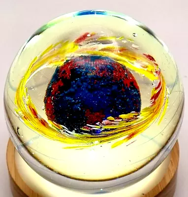 Buy ART GLASS PAPERWEIGHT (large&heavy) Abstract Planet Fire Storm 1995 VINTAGE RARE • 18.75£
