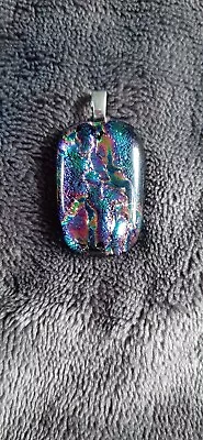Buy Handmade Fused Dichroic Glass Necklace - Multicolour Crackle  • 7.50£