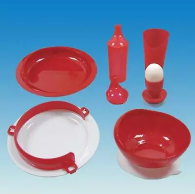 Buy Standard Tableware Set Plate Guard Bowl Egg Cup Nose Cut Out Cup Alzheimer's Red • 34.16£