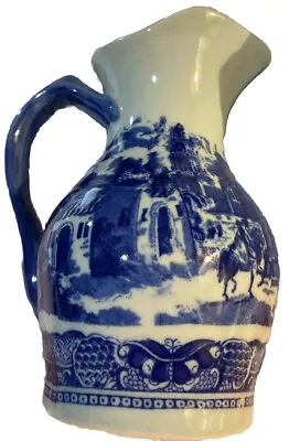 Buy Vintage Virginia Ware Ironstone Water Pitcher Flow Blue And White 7” • 21.43£