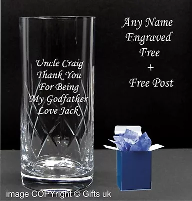 Buy Personalised  Engraved Crystal Cut Highball Glass, Godfather, Retirement Gifts, • 15.95£
