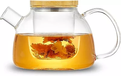 Buy 34oz/1000ml Glass Teapot With Glass Tea Infusers, Glass Tea Kettle For Loose Tea • 17.62£
