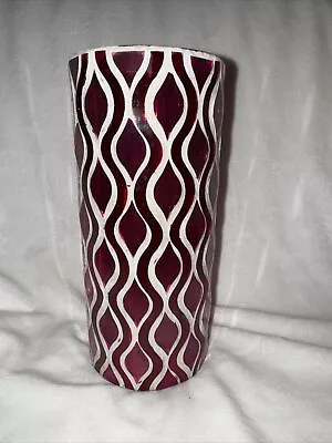 Buy Mosaic Swirl Cracked Glass MCM Design Red Magenta Pink Vase FTD Collection • 28£