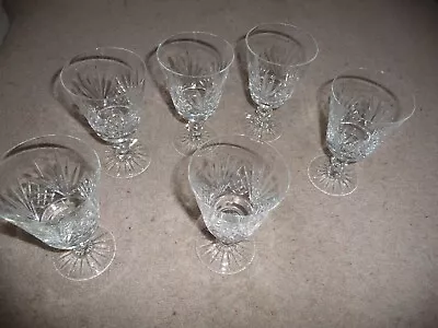 Buy Cut Glass Crystal Wine Goblets-  Clear Cut - Set Of 6 - Superb Set - Must See UC • 20£
