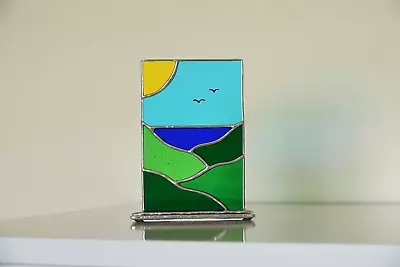 Buy Freestanding Stained Glass Hills Landscape Panel Suncatcher Gift/Home/Ornament • 55£
