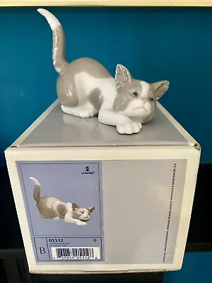 Buy Gorgeous Lladro “Attentive Cat” Crouching Cat Figurine 05112, Original Box • 2.99£
