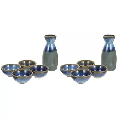 Buy  2 Sets Pottery Porcelain Mugs Tokkuri Bottle Sake Jug Vintage Glass • 30.69£