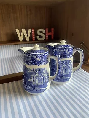 Buy Vintage George Jones & Sons Abbey 1790 Blue & White Coffee Pots/ Water Jugs • 24.99£