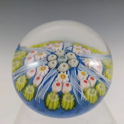 Buy Strathearn #P7 Scottish Millefiori Lattice Blue Glass Paperweight • 30£