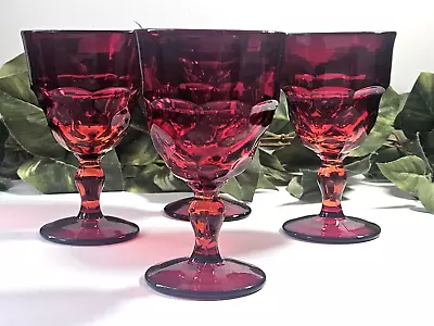 Buy Rare Paden City Glass Georgian Ruby Red  Peach Melba  Glass Goblets (4) EUC! • 51.26£