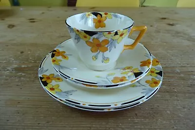 Buy Art Deco Crown Ducal Pottery Sunburst Floral 2 Plates 2 Saucers 1 Cup A/f • 5£