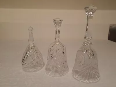 Buy 3 X Vintage Cut Clear Crystal Bells   • 7.50£