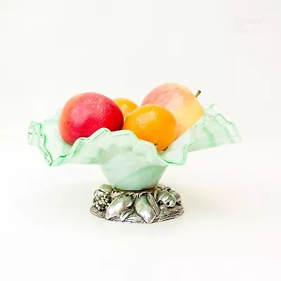 Buy Green Venetian Glass Fruit Bowl With Antique FRENCH Pewter Pedestal Stand  • 62.91£