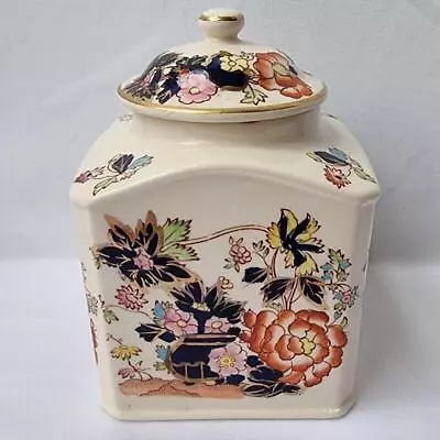 Buy Mason's Hand Painted Ironstone China Lidded Tea Caddy 'Blue Mandalay' • 26£