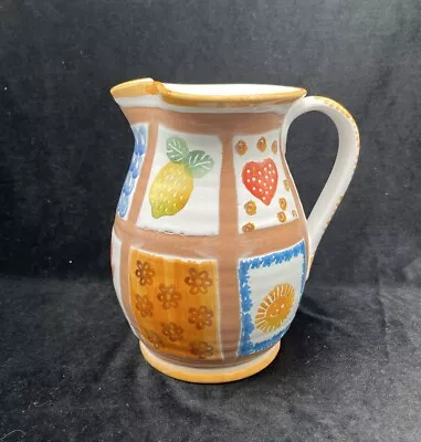 Buy Italian Pottery Vase Fruit Strawberry Flowers Sunlight Colorful Pitcher • 27.95£