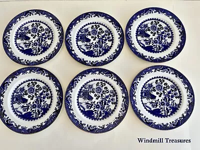 Buy 6 Antique Copeland Blue & White Floral Bird Salad Small Dinner Plates 9 - Fab • 30£