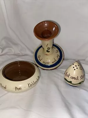 Buy Torquay Ware Pottery Inc Candlestick Pepper And Ramekin Curio Pottery Collection • 15£