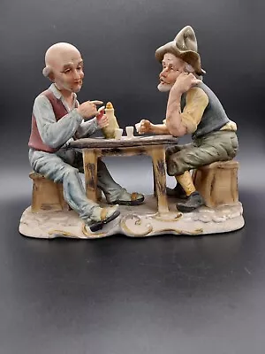Buy Vintage Capodimonte Style 2 Men Playing Cards Poker Figurine Ornament • 12.95£