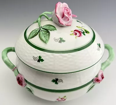 Buy 🦋MINT HEREND VIENNA ROSE Vegetable Tureen Dish W/ Flowers & Asparagus Handles • 278.65£