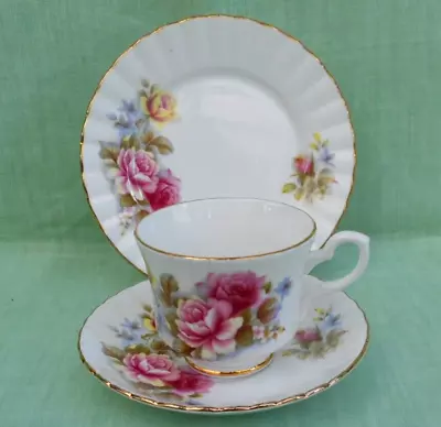 Buy Royal Stafford Bone China Tea Trio - Cup, Saucer & Side Plate - Red, Pink Roses • 8.99£