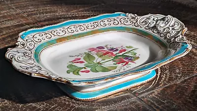 Buy 19th Century Copeland Hand Painted Botanical Flower Pottery Ceramic Tray Stand • 95£