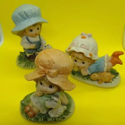Buy Vintage Children Figurines Big Bonnets/Hats Turtle Dog Parian Ware Porcelain • 12£