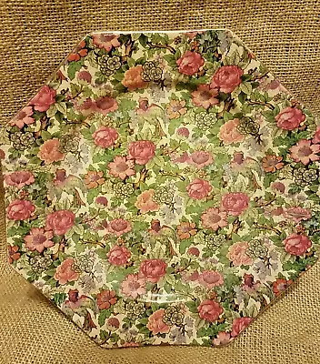 Buy VTG Crown Ducal Ware England Chintz 8.5  Octagonal Plate Exotic Birds Flowers • 13.05£