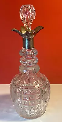 Buy Cut Glass Triple Neck Antique Decanter With Walker & Hall 1915 Silver Collar • 85£