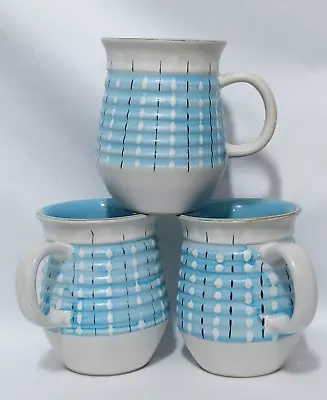 Buy Denby Small Ribbed Embossed Blue Beige Stoneware Mug Made In Derbyshire Vintage • 15.99£