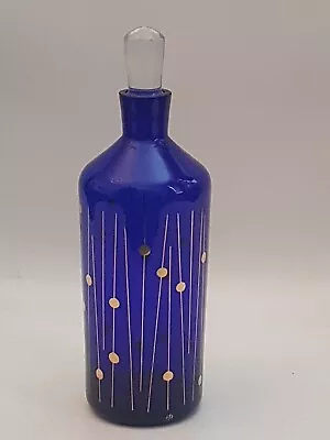 Buy Bohemian Czech Art Glass Cobal Gold Liquor Bottle - Jan Gabrhel Vintage 1970s BC • 63£