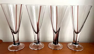 Buy Dartington Crystal Set Of 4 Henna Burgundy Pattern Thick-stemmed Conical Glasses • 34£